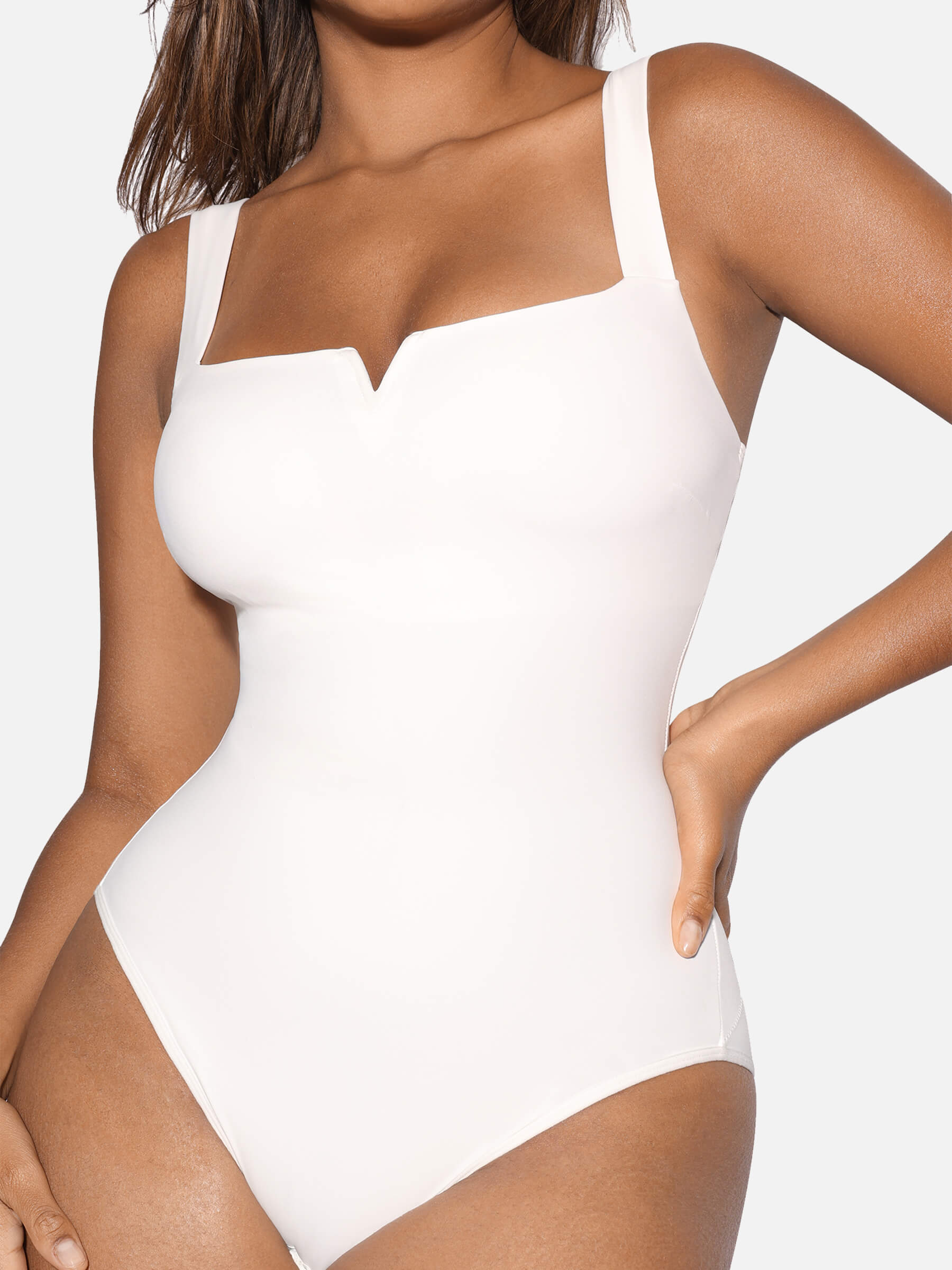 Neonwears Square Collar Elastic Outerwear Shape Bodysuit
