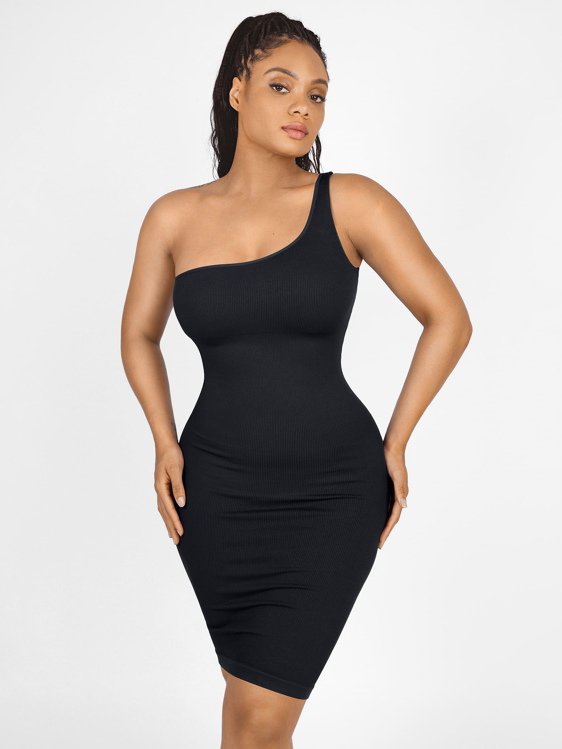 Neonwears One-Shoulder Shaper Dress with Built-In Bra
