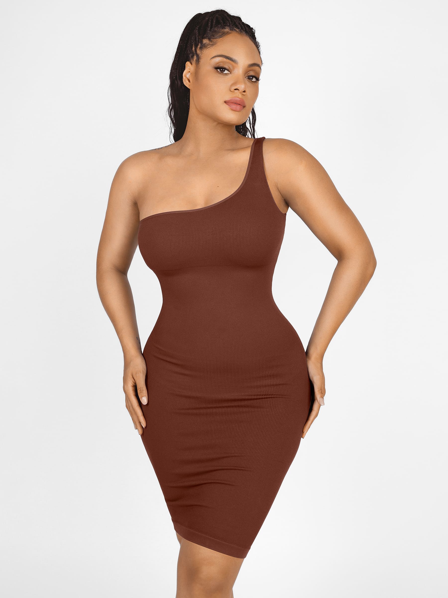 Neonwears One-Shoulder Shaper Dress with Built-In Bra