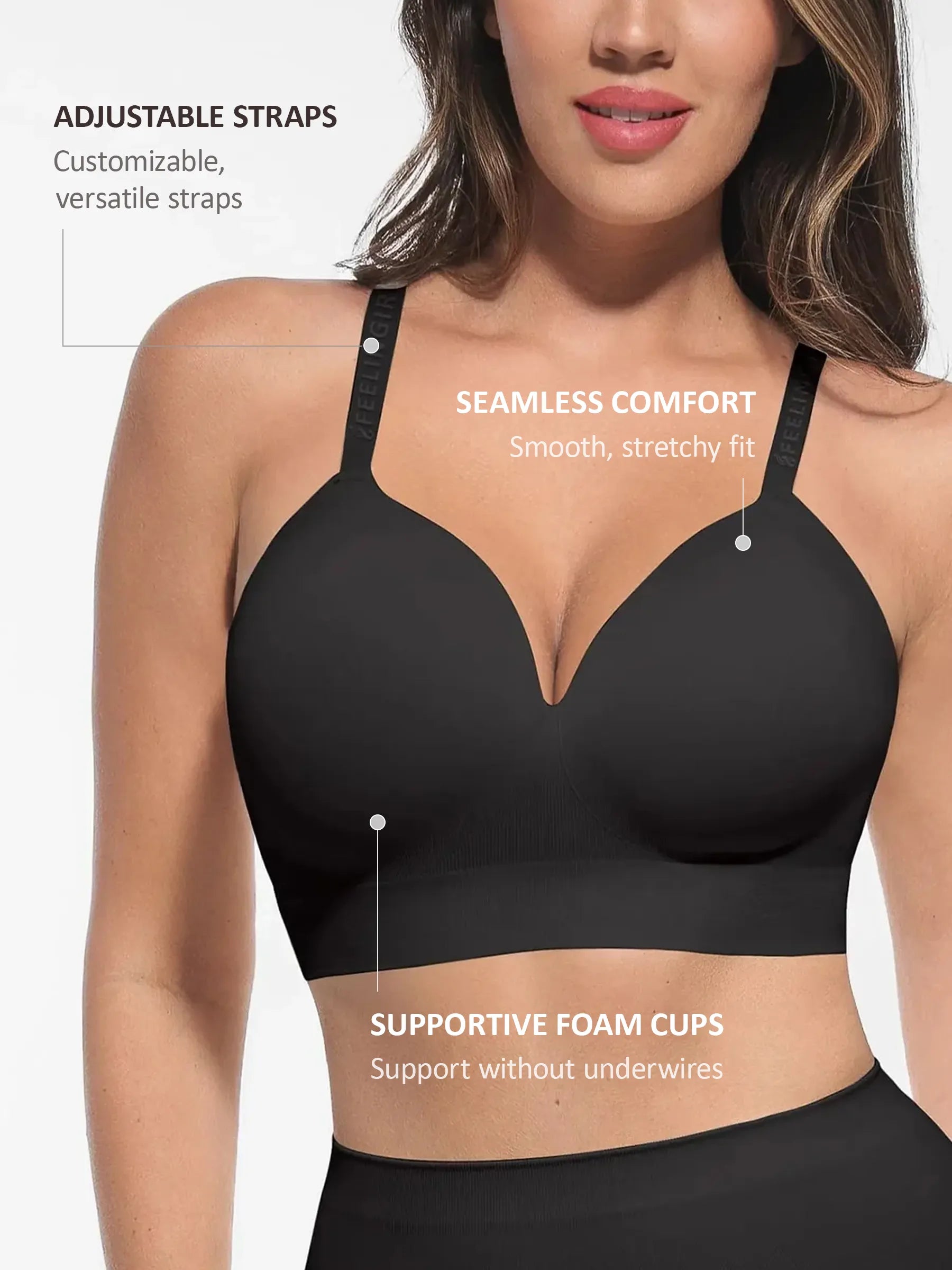 Neonwears Wireless Adjustable Push-Up Full Coverage Bra