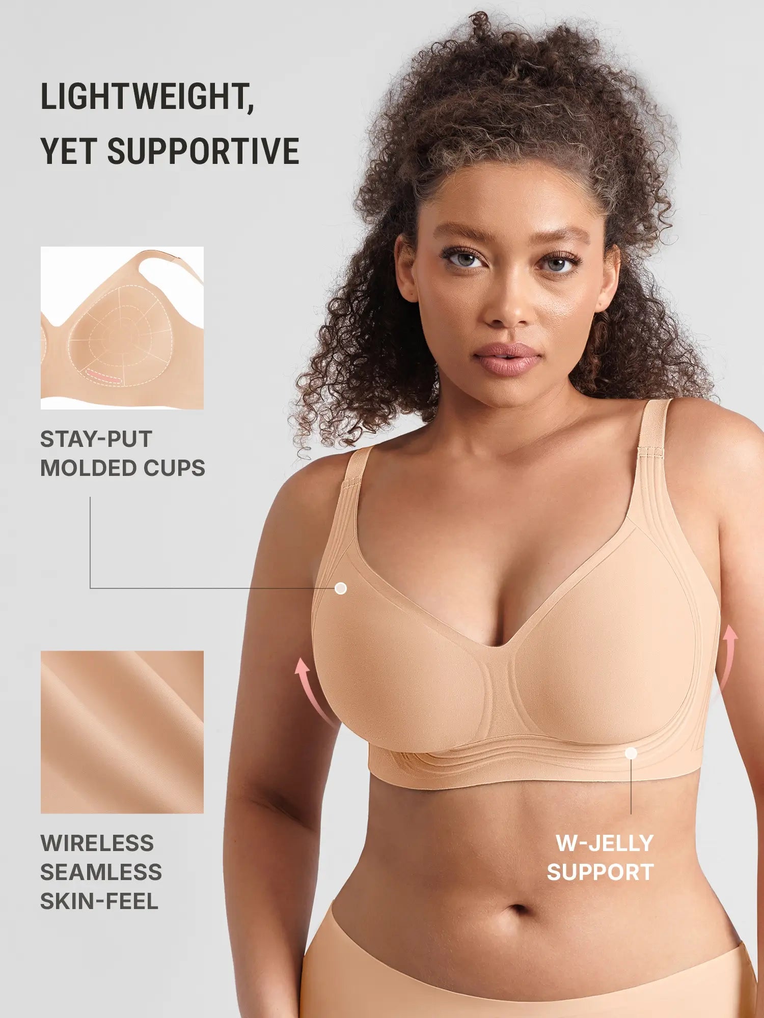 Neonwears Jelly-Support Comfort Wireless Seamless Plunge Bra