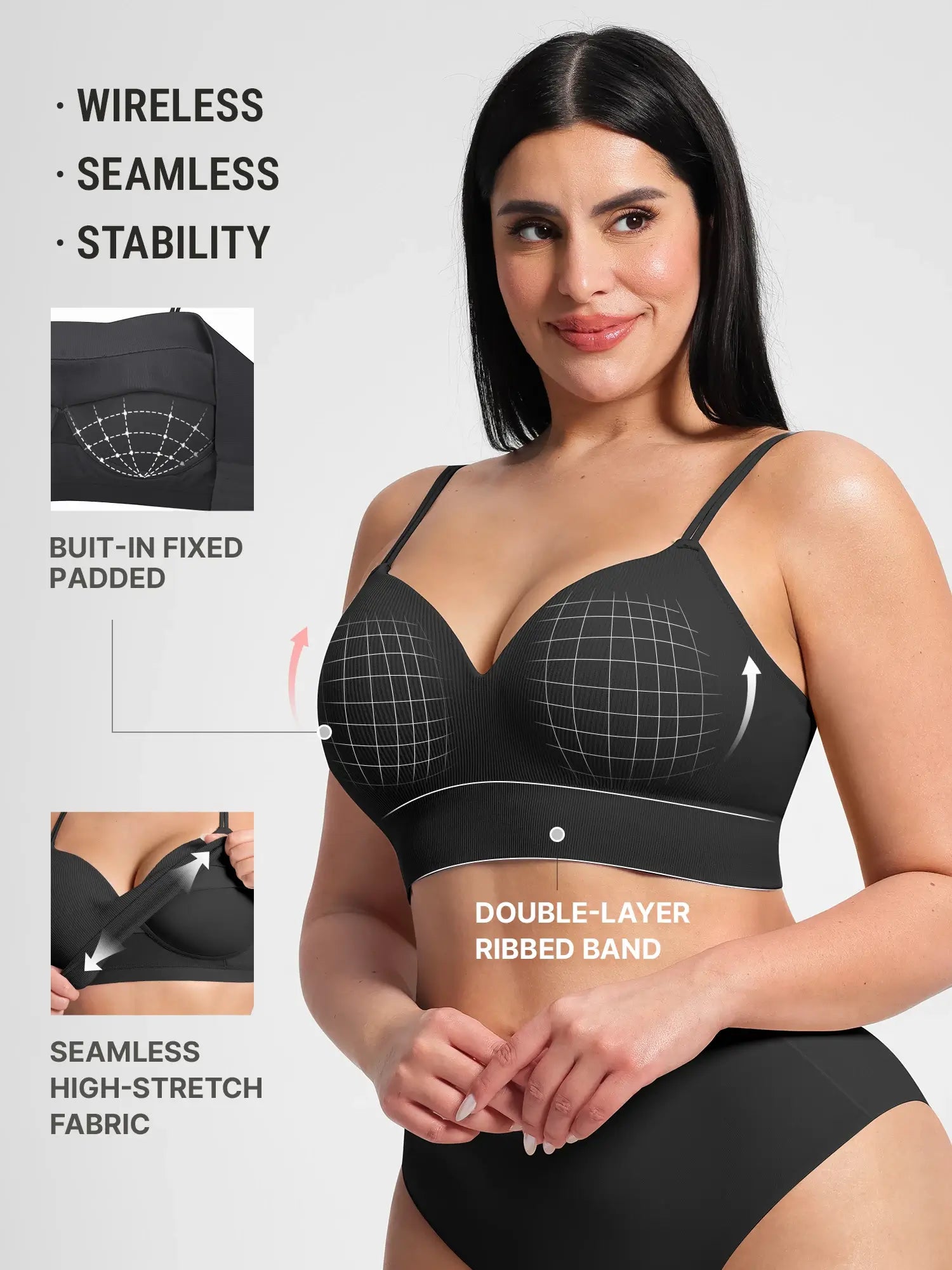 Neonwears Seamless Ribbed Wireless T-Shirt Bra