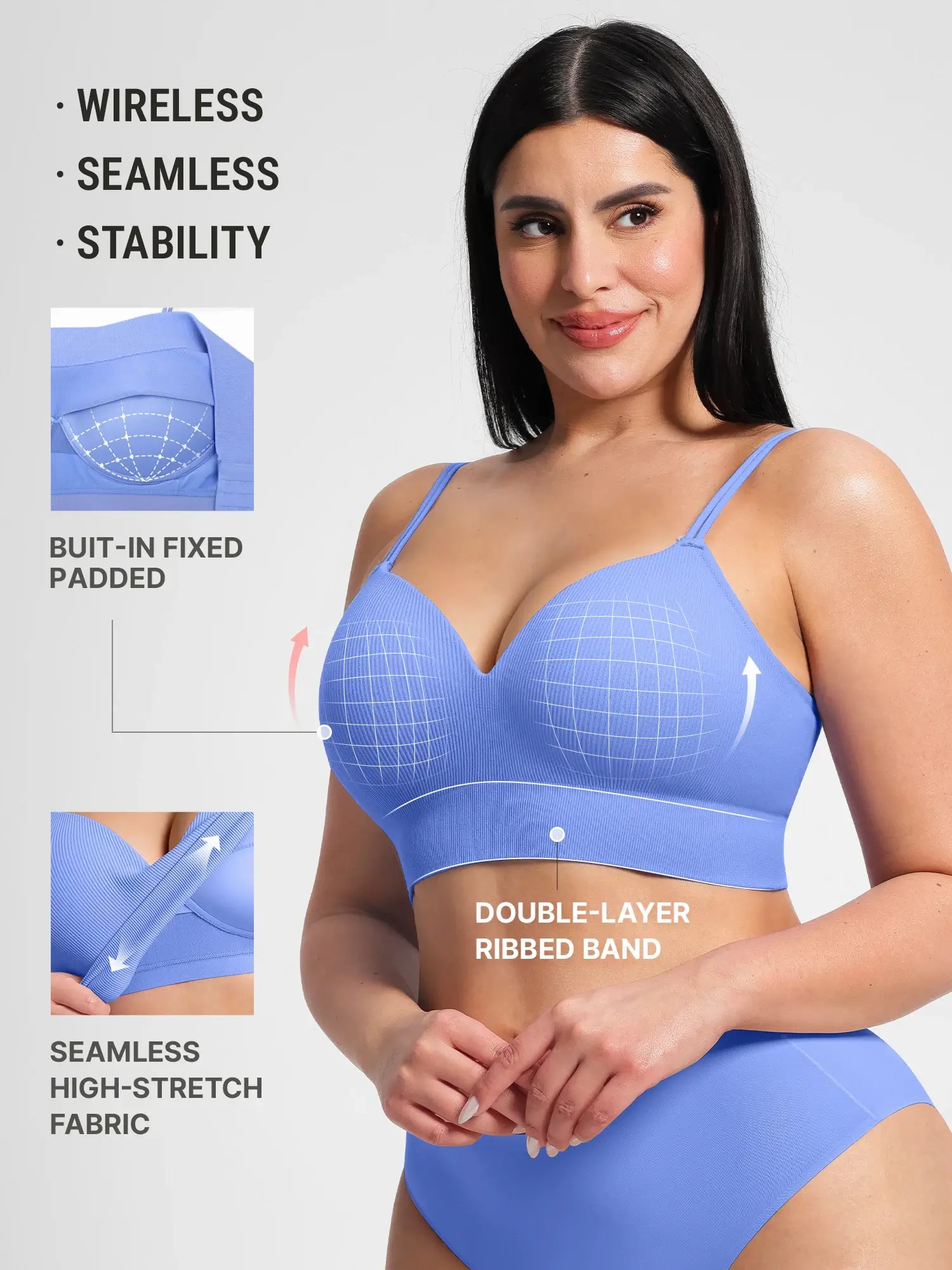 Neonwears Seamless Ribbed Wireless T-Shirt Bra