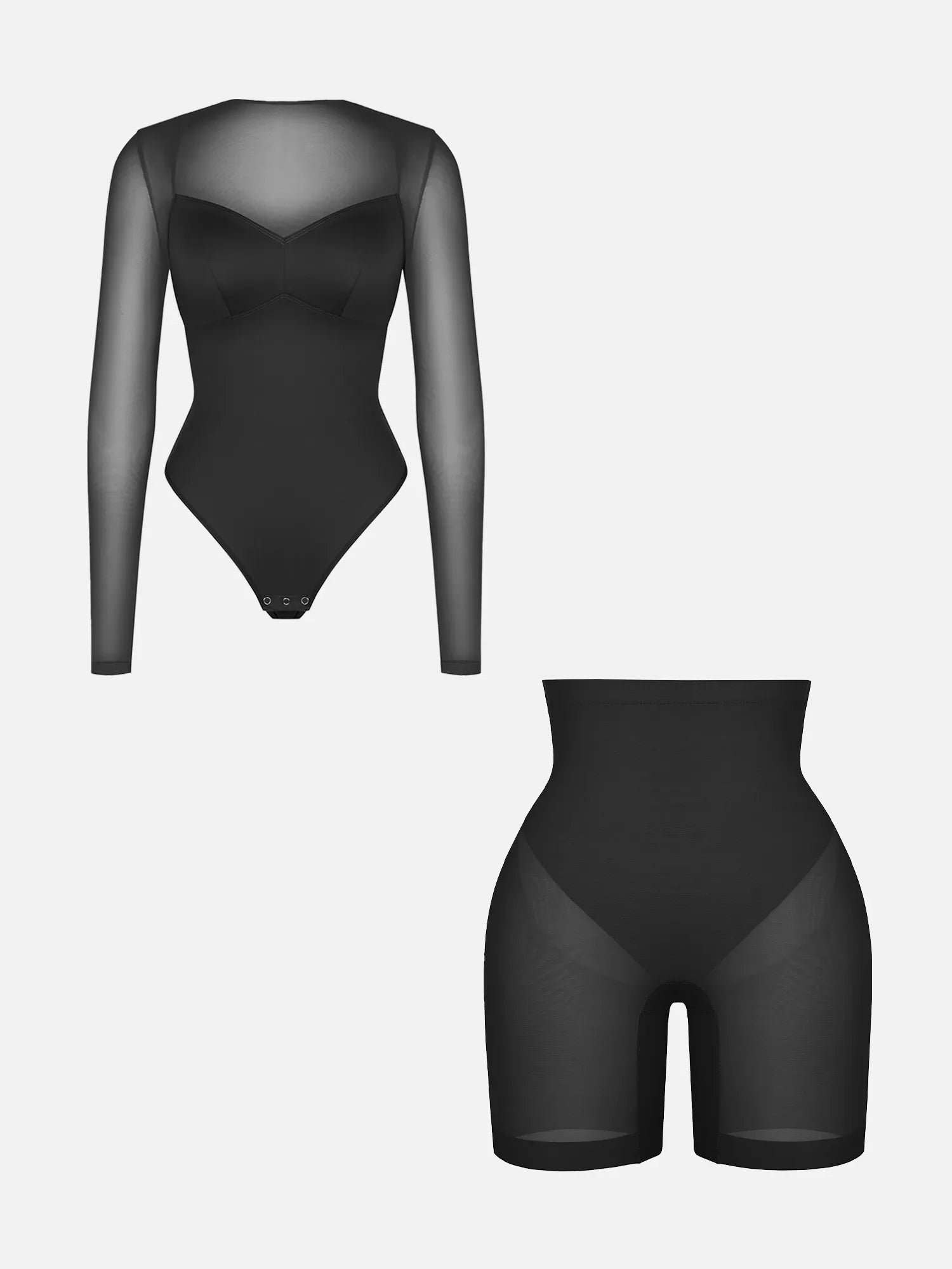 Neonwears Mesh Tummy Control Bodysuit & Shorts Set