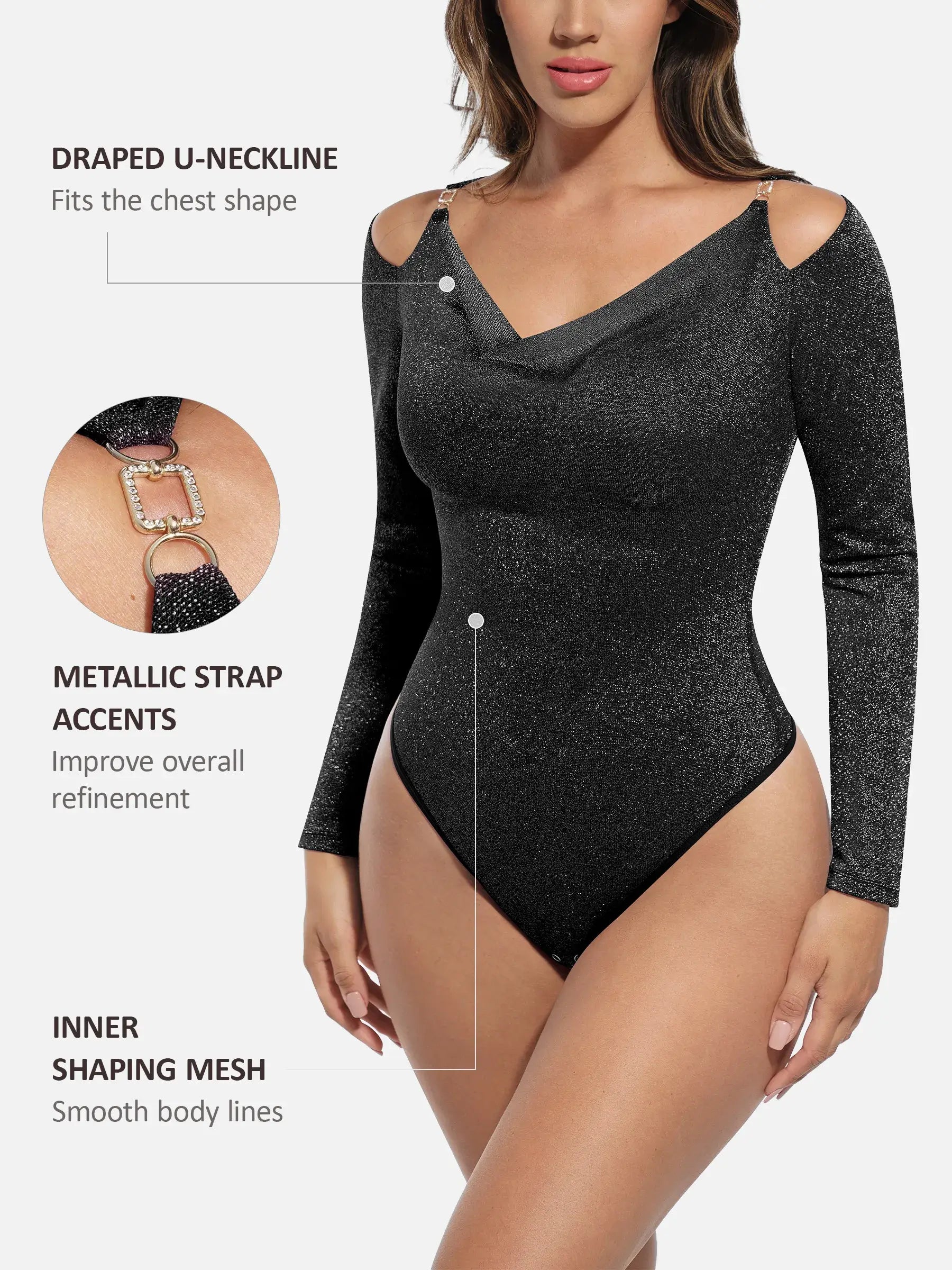 Neonwears Shiny Swing Collar All In One Bodysuit