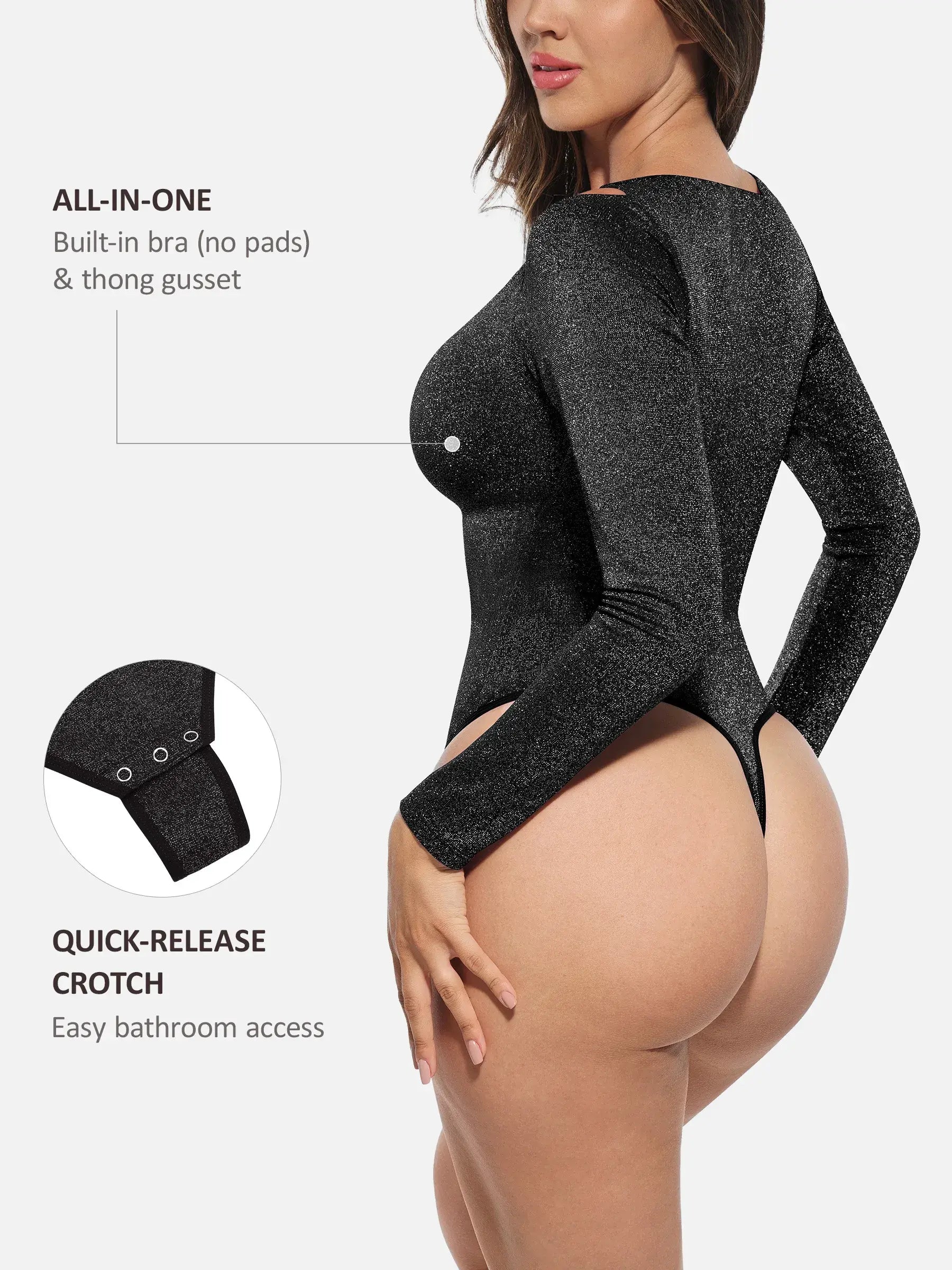 Neonwears Shiny Swing Collar All In One Bodysuit