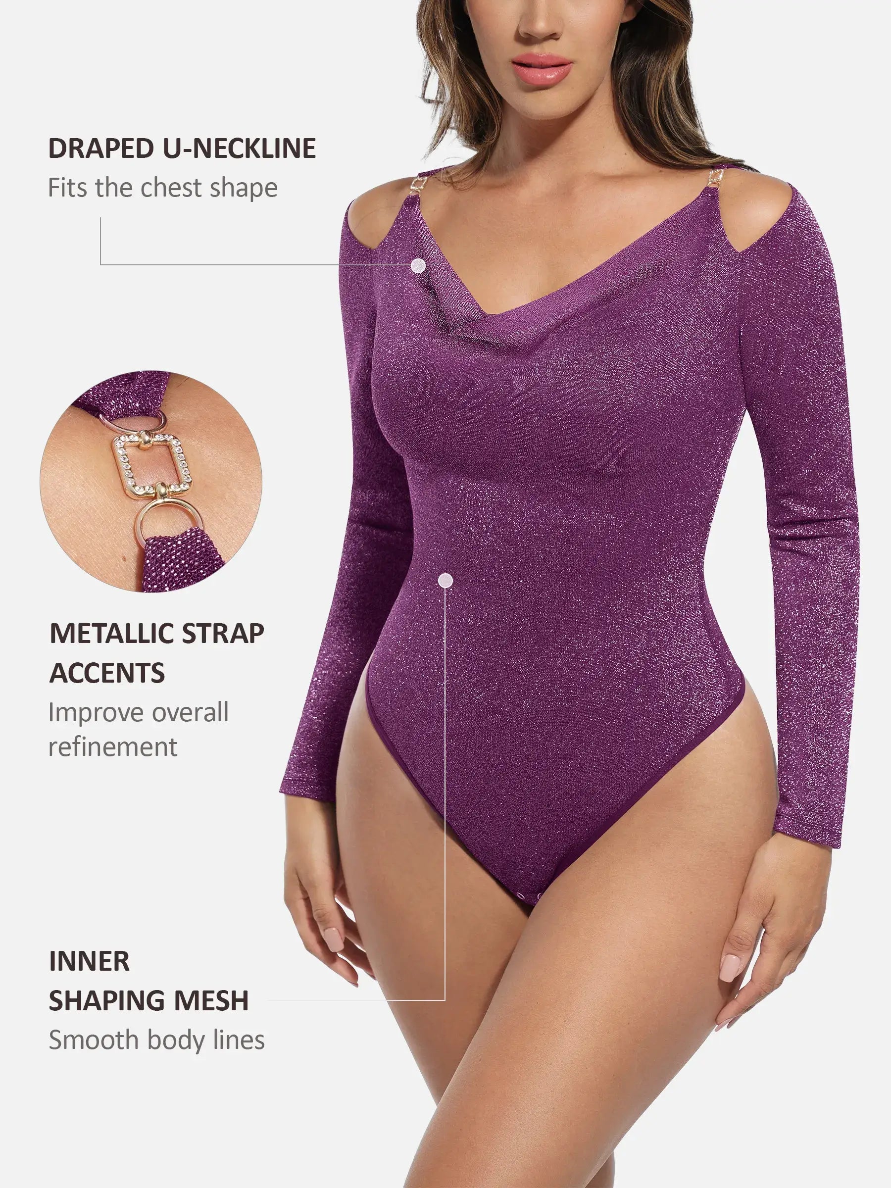 Neonwears Shiny Swing Collar All In One Bodysuit