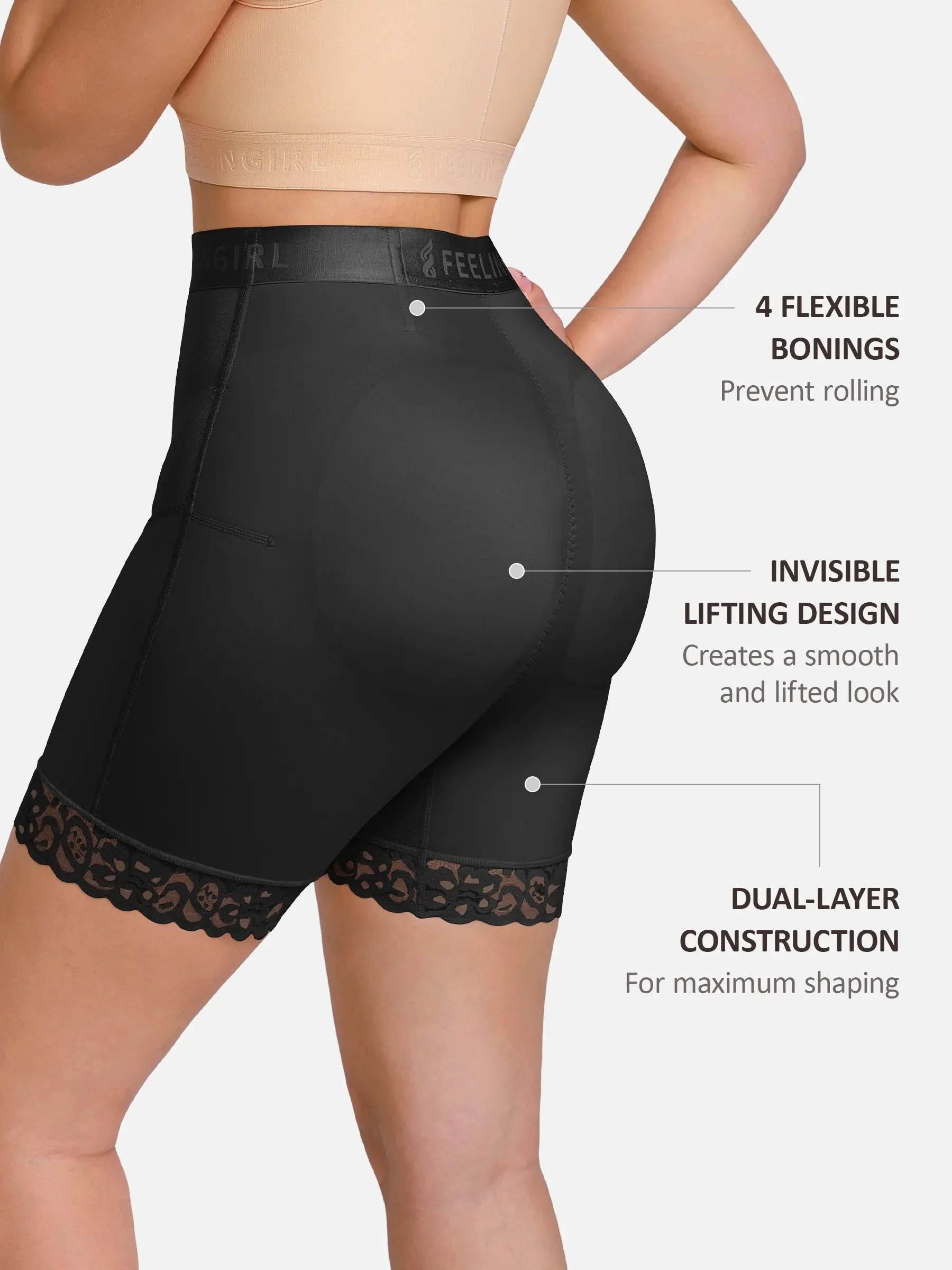 Neonwears Front-Zip Mid-Waist Shapewear Shorts
