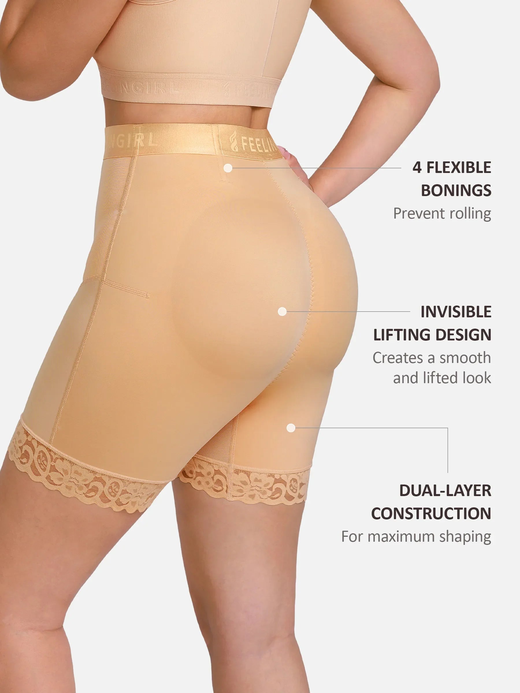 Neonwears Front-Zip Mid-Waist Shapewear Shorts