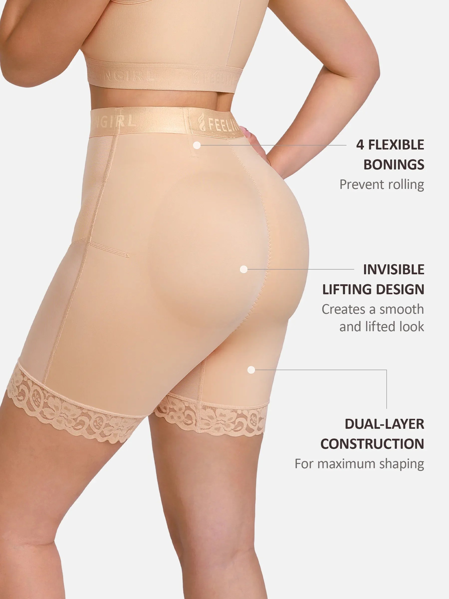 Neonwears Front-Zip Mid-Waist Shapewear Shorts