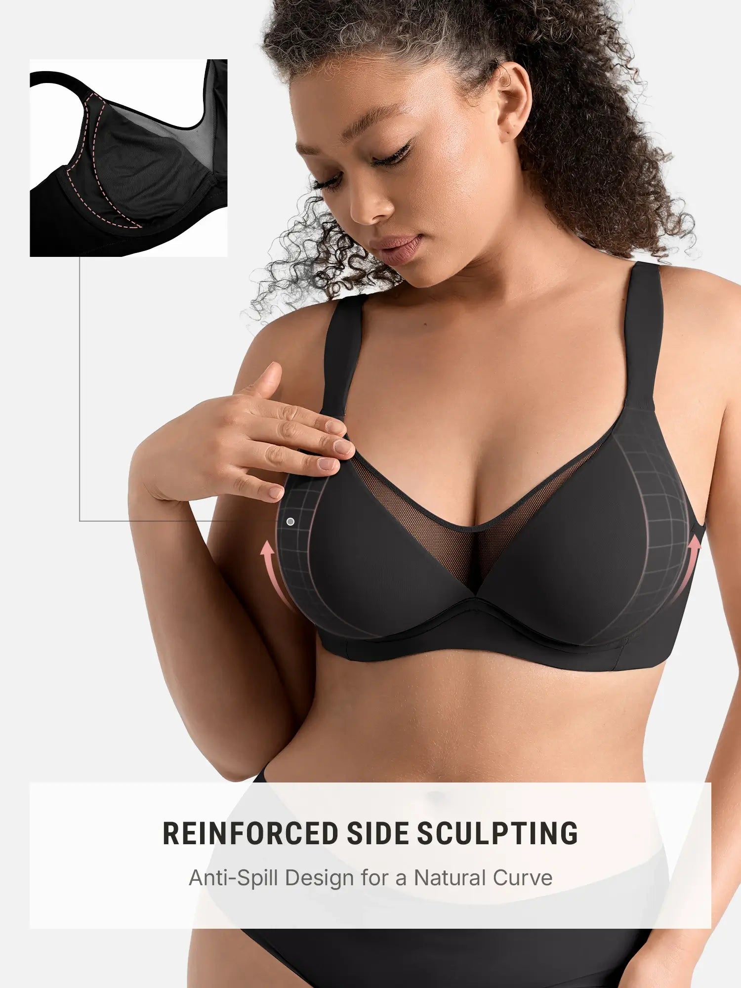 Neonwears Unlined Minimizer Bra with Sheer V-Neck